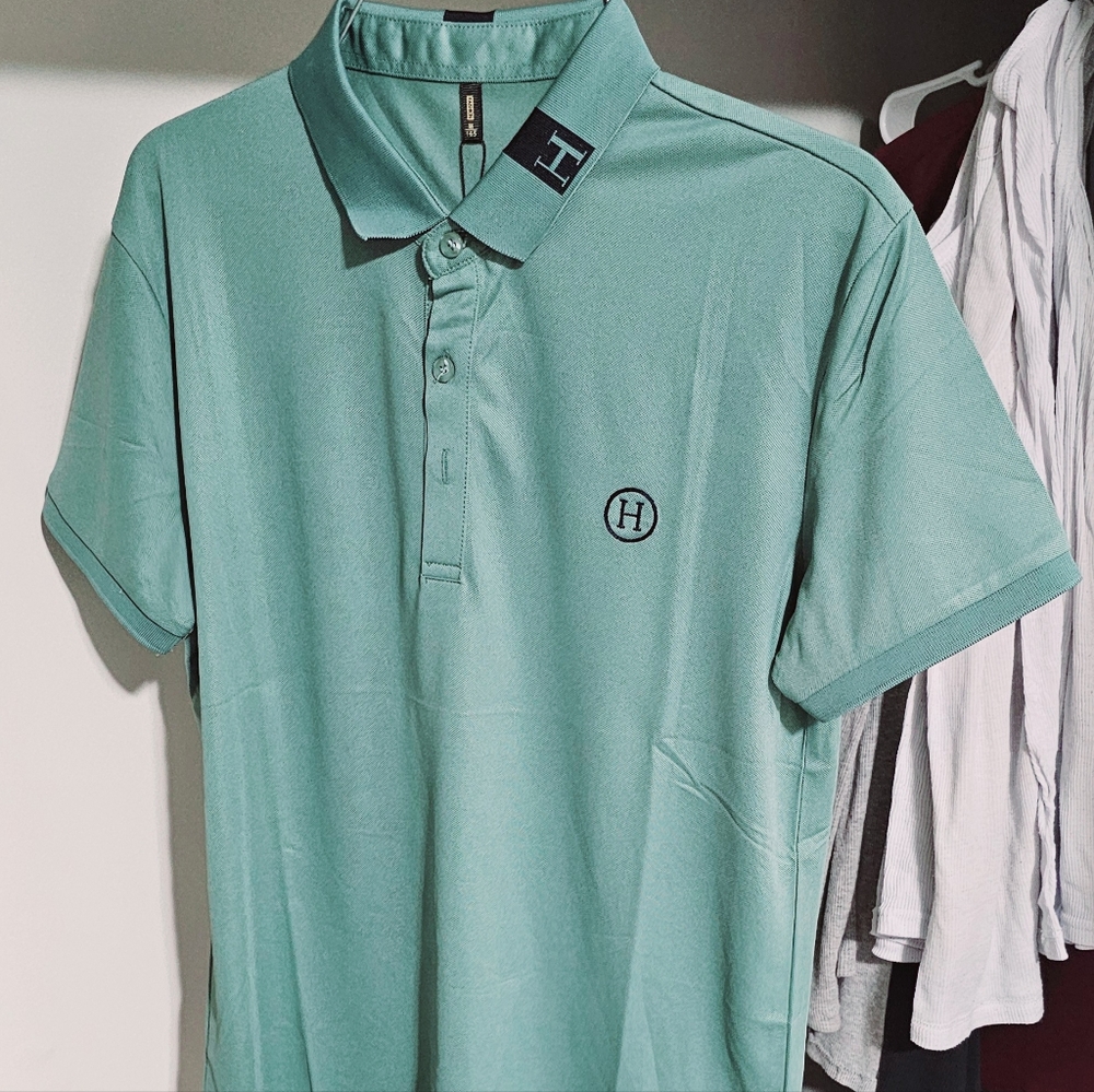 New Arrival Summer T-shirt Men Short Sleeve Slim Fit Tshirts Turn-down Collar Go
